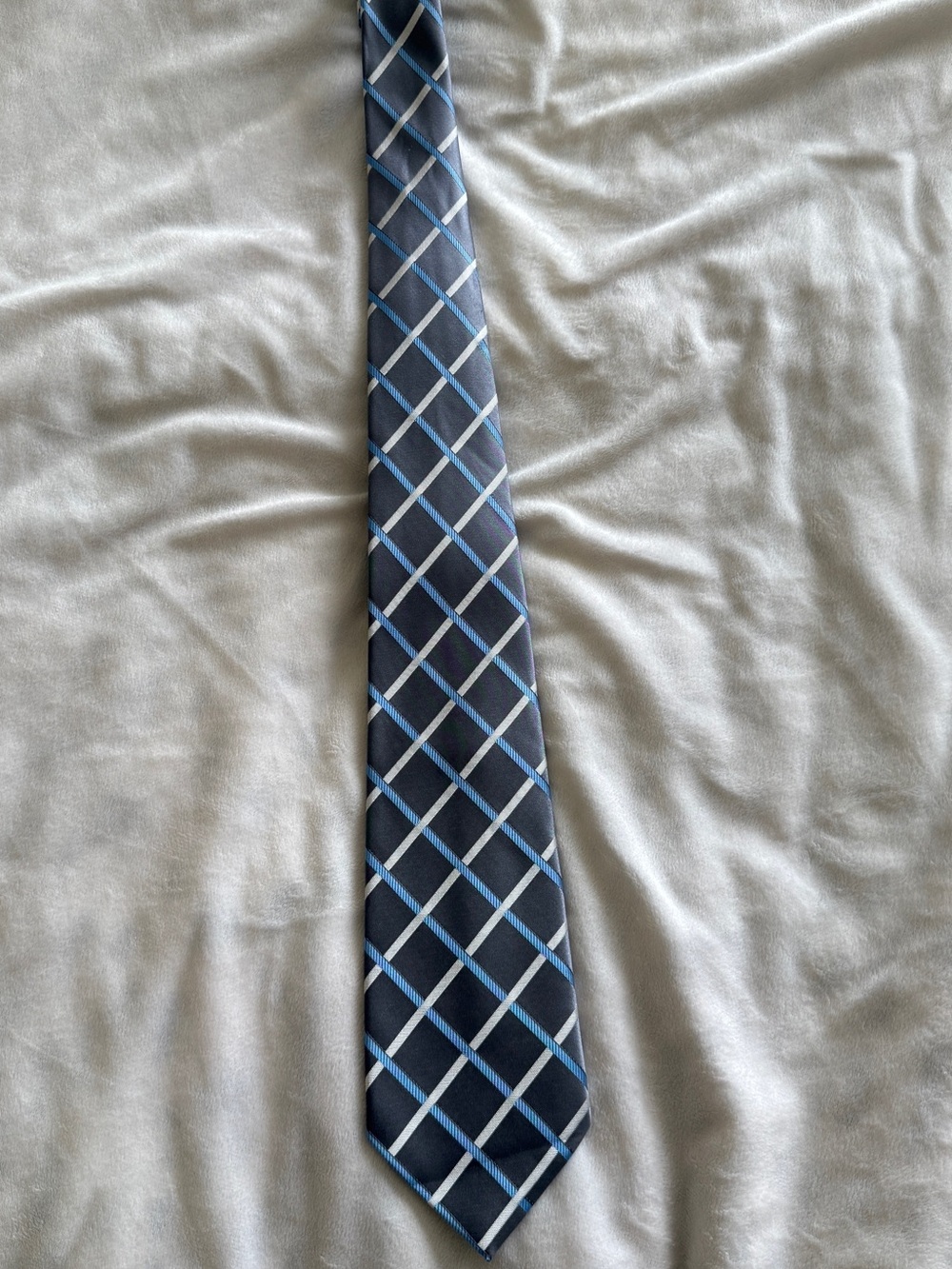 Donald J. Trump Signature Collection Blue Gray Plaid Neck Tie